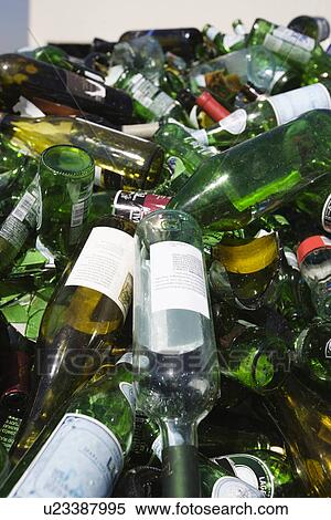 Stock Photography - Pile of glass bottles. Fotosearch