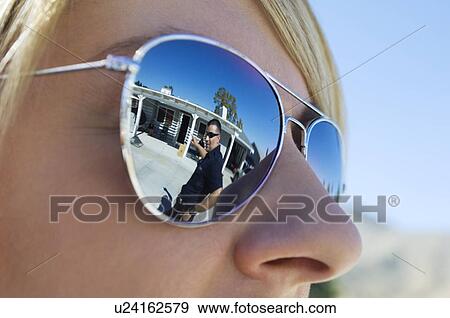 Police Officer Reflected in Sunglasses View Large Photo Image Stock Photo - Police Officer Reflected in Sunglasses. Fotosearch