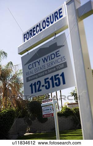 Real Estate Signs at Foreclosed Property View Large Photo Image Stock Image - Real Estate Signs at Foreclosed Property. Fotosearch