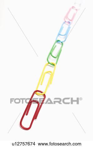 Picture - Row of multi colored paper clips. Fotosearch