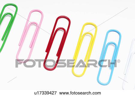 Stock Photo - Row of multi colored paper clips. Fotosearch