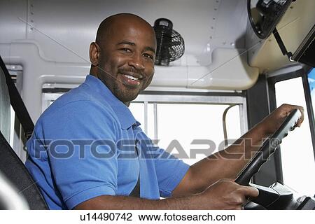 Stock Image - School Bus Driver in School Bus. Fotosearch