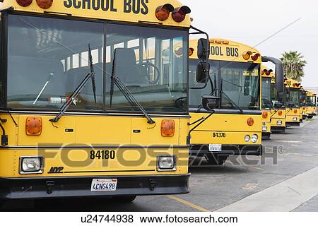 School Busses Parked in Parking Lot View Large Photo Image Stock Photo - School Busses Parked in Parking Lot. Fotosearch