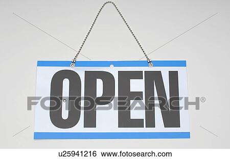 Stock Photograph - Sign reading Open. Fotosearch