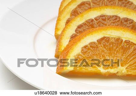 Sliced orange on plate, close-up View Large Photo Image Stock Photo - Sliced orange on plate, close-up. Fotosearch