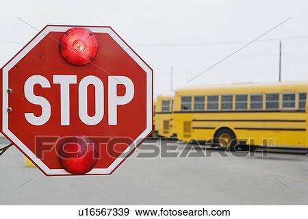 Stock Photo - Stop Sign on School Bus. Fotosearch