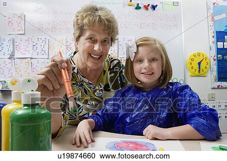 Teacher and Student Painting View Large Photo Image Stock Image - Teacher and Student Painting. Fotosearch