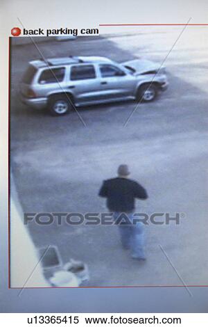Stock Photography - Video monitor with picture from security camera. Fotosearch
