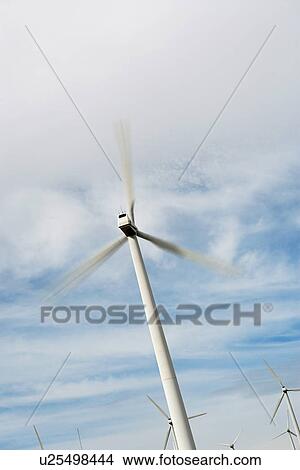 Picture - Wind turbines at wind farm. Fotosearch
