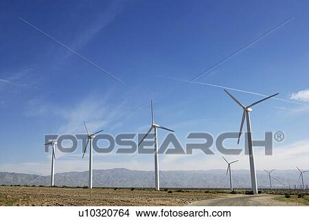 Wind turbines in desert View Large Photo Image Picture - Wind turbines in desert. Fotosearch