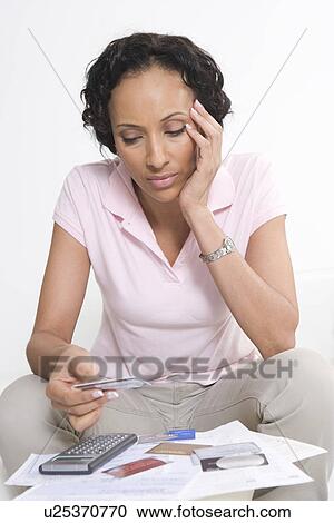 Woman Worried About Money View Large Photo Image Stock Image - Woman Worried About Money. Fotosearch
