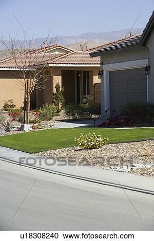 Stock Image - Yard in New Housing Development. Fotosearch