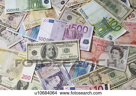 American, British and Euro paper currency View Large Photo Image Picture - American, British and Euro paper currency. Fotosearch