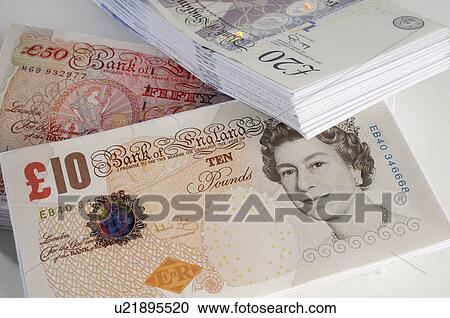 Stock Image - British paper currency. Fotosearch