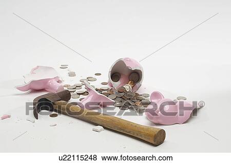 Broken Piggy Bank View Large Photo Image Stock Photo - Broken Piggy Bank. Fotosearch