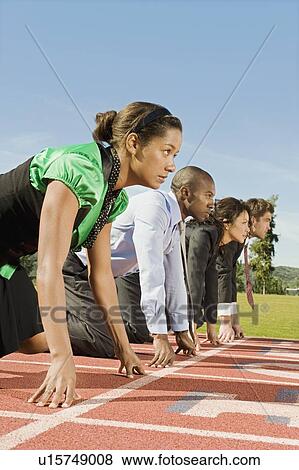 Business People At Starting Blocks View Large Photo Image Stock Photo - Business People At Starting Blocks. Fotosearch