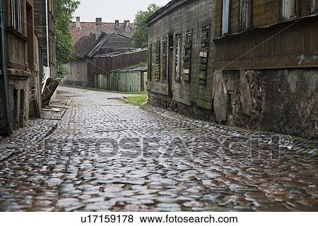 Cobbled street, Latvia View Large Photo Image Stock Photo - Cobbled street, Latvia. Fotosearch