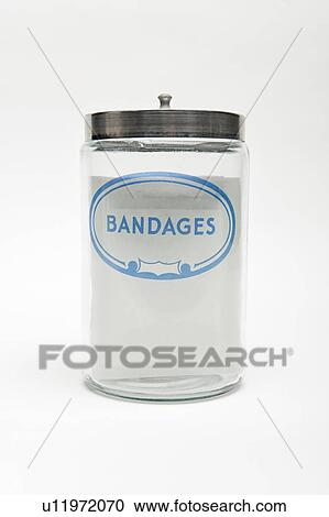 Stock Image - Empty bandage jar. Fotosearch