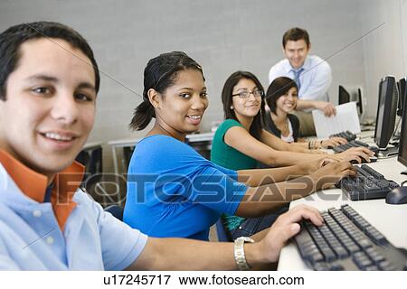 Stock Photo - High School Computer Class. Fotosearch