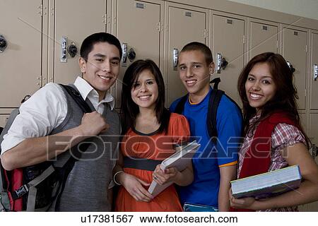 Stock Photo - High School Students Beside School Lockers. Fotosearch