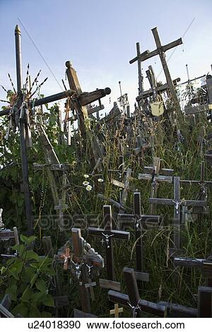 Lithuanian graveyard with wooden crosses View Large Photo Image Stock Image - Lithuanian graveyard with wooden crosses. Fotosearch