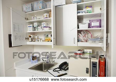 Stock Photo - Medical cabinets in hospital. Fotosearch