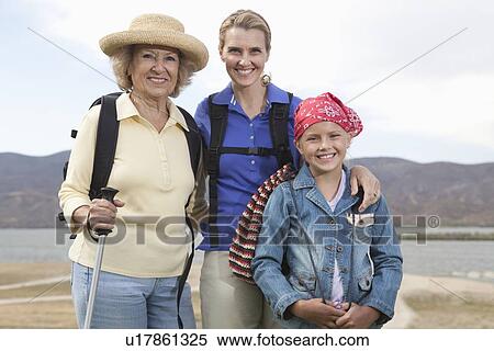 Stock Photography - Mother, daughter and grand-daughter on activity holiday, portrait. Fotosearch