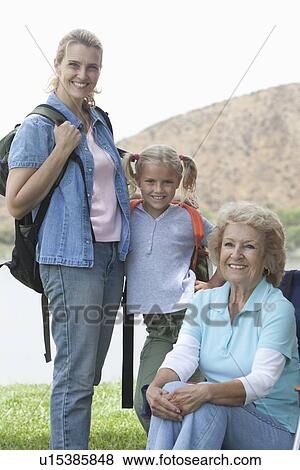 Mother, daughter and grand-daughter, camping holiday, portrait View Large Photo Image Stock Photo - Mother, daughter and grand-daughter, camping holiday, portrait. Fotosearch