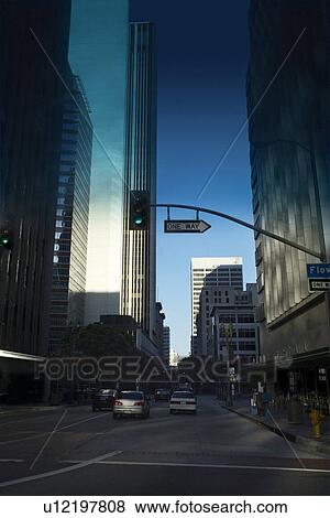 Stock Photo - One Way Street Sign in City. Fotosearch