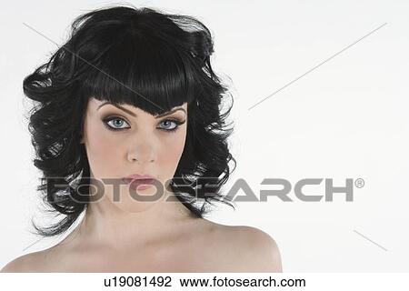 POrtrait of young woman with black hair and blue eyes View Large Photo Image Stock Image - POrtrait of young woman with black hair and blue eyes. Fotosearch