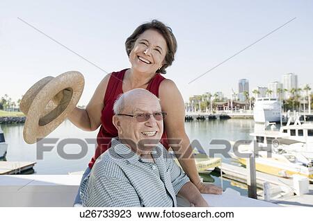 Stock Image - Senior couple on vacations. Fotosearch