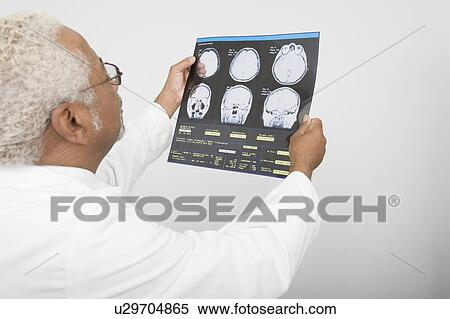 Stock Photography - Senior healthcare professional examines xray. Fotosearch