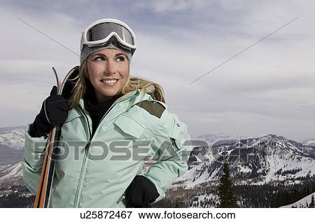 Stock Photo - Skier on a Mountain. Fotosearch