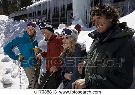 Stock Image - Skiers at Ski Resort. Fotosearch