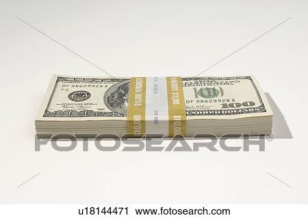Stock Image - Stack of US Currency. Fotosearch
