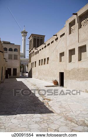 UAE, Dubai, The Bastakia Mosque in the old Bastakia Quarter of Bur Dubai View Large Photo Image Picture - UAE, Dubai, The Bastakia Mosque in the old Bastakia Quarter of Bur Dubai. Fotosearch