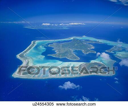 Stock Photography - Aerial View of Bora Bora Island, Tahiti. Fotosearch