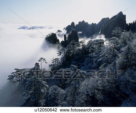Stock Image - Mount Huangshan in Winter, Anhui Province, China. Fotosearch