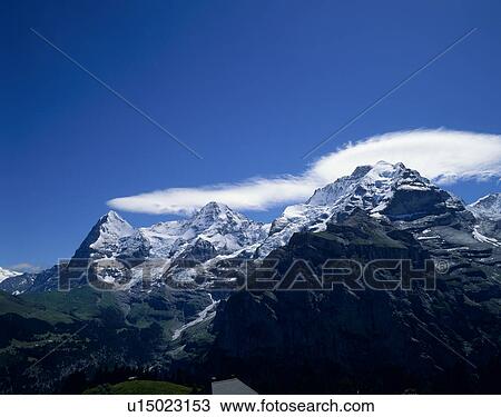 Stock Image - Murren, Eigar, Monch, Jungfrau, Bern, Switzerland. Fotosearch