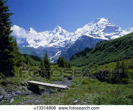 Stock Photo - Murren, Eigar, Monch, Jungfrau, Bern, Switzerland. Fotosearch