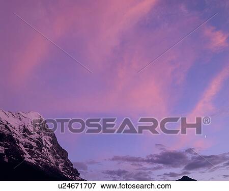 Stock Photo - Twilight of Eiger, Grindelwald, Bern, Switzerland. Fotosearch