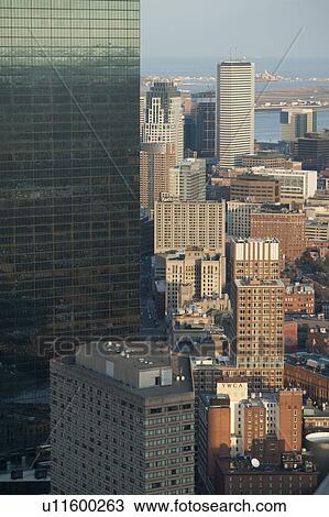Stock Image - Aerial view of Boston, Massachusetts, USA. Fotosearch