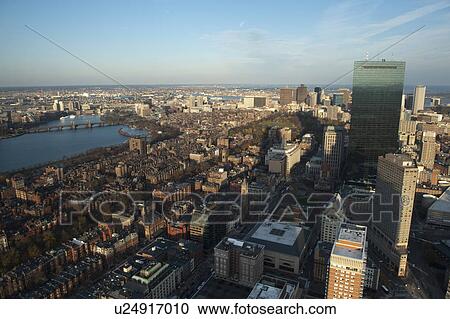 Stock Image - Aerial view of Boston, Massachusetts, USA. Fotosearch