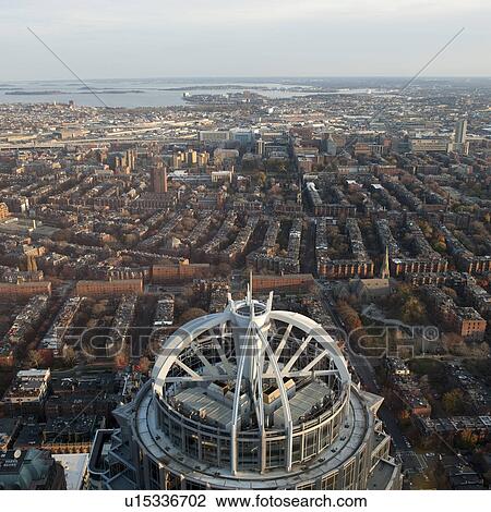 Stock Image - Aerial view of the city of Boston, Massachusetts, USA. Fotosearch