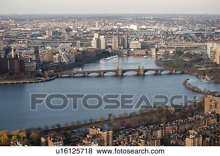 Aerial view of the Longfellow Bridge in Boston, Massachusetts, USA View Large Photo Image Stock Photo - Aerial view of the Longfellow Bridge in Boston, Massachusetts, USA. Fotosearch