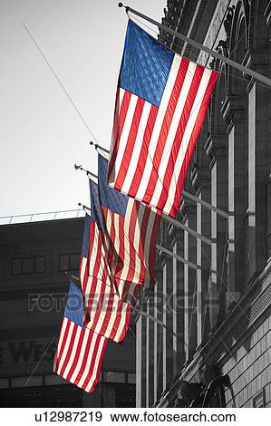 American flags on a buidling in Boston, Massachusetts, USA View Large Photo Image Stock Photo - American flags on a buidling in Boston, Massachusetts, USA. Fotosearch