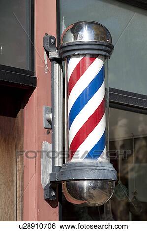 Stock Photograph - Barber shop pole at Sag Harbor. Fotosearch
