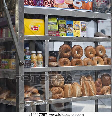 Stock Photo - Begals in the window of a store in Manhattan, New York City, U. S. A.. Fotosearch
