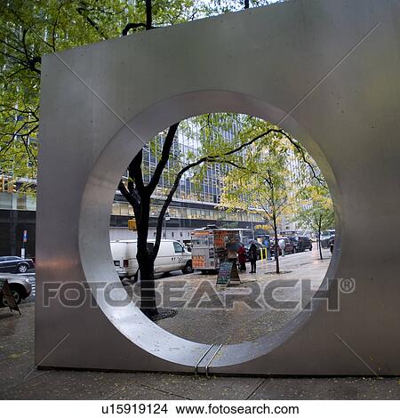 Picture - Circular sculpture in Manhattan, New York City, U. S. A.. Fotosearch