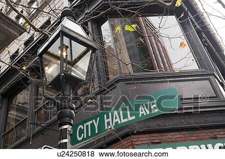 Stock Photo - City Hall Avenue sign in Boston, Massachusetts, USA. Fotosearch